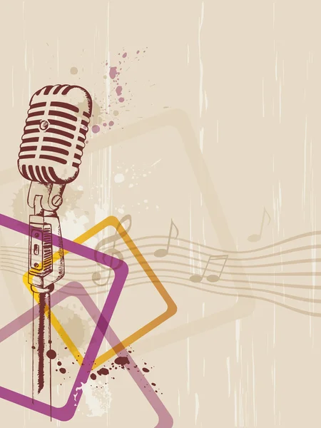 Fond rétro avec microphone — Image vectorielle
