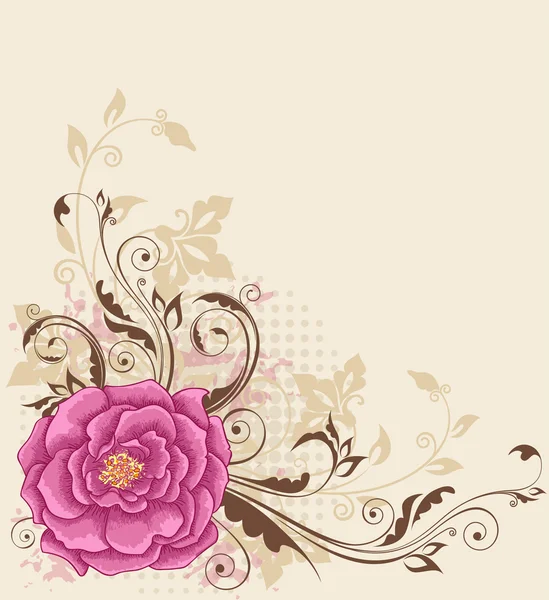 Floral achtergrond met roos — Stockvector