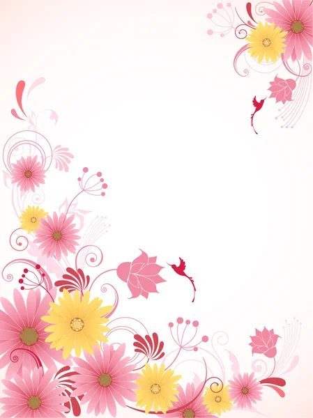 有粉红色花朵的花背 — 图库矢量图片