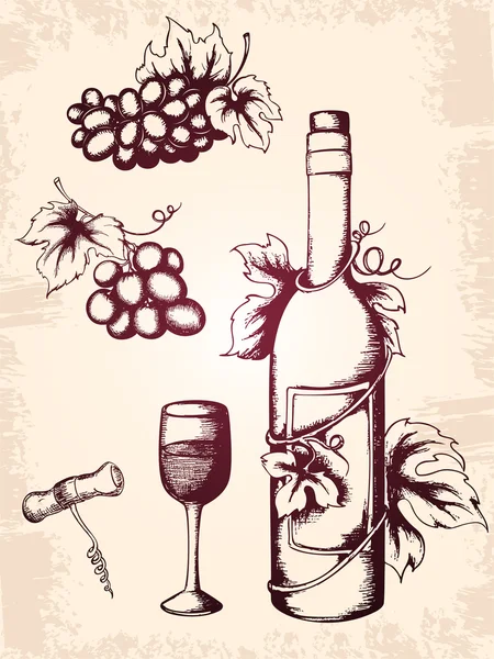 Icone del vino vintage — Vettoriale Stock