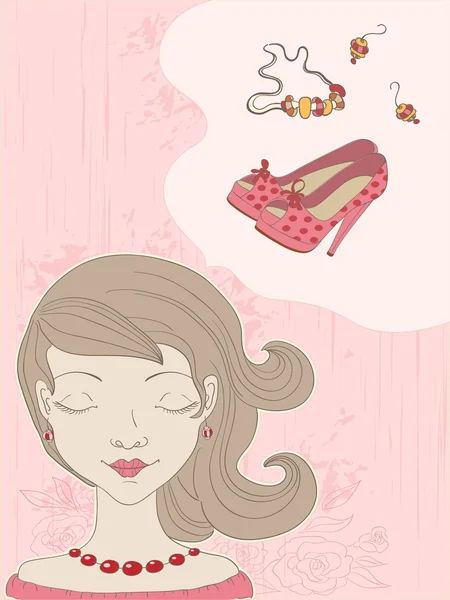 粉红色背景的女孩 — 图库矢量图片