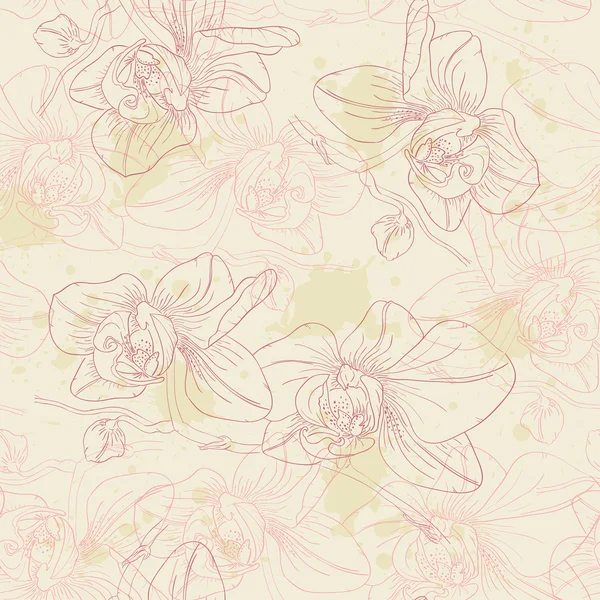 Patrón sin costura con orquídeas — Archivo Imágenes Vectoriales