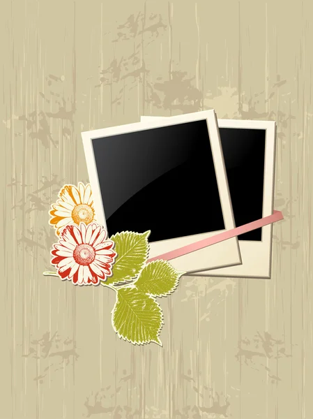 Cadre photo avec fleurs — Image vectorielle