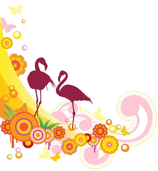 Background with flamingo — Stock Vector