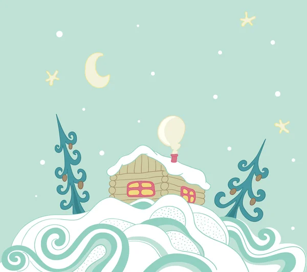Christmas background with house — Stock Vector