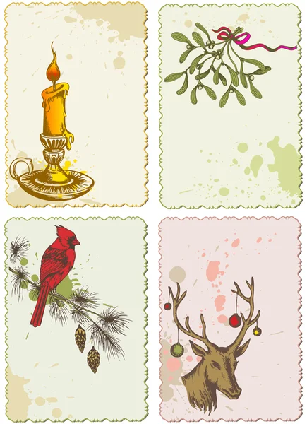 Cartes de Noël rétro — Image vectorielle