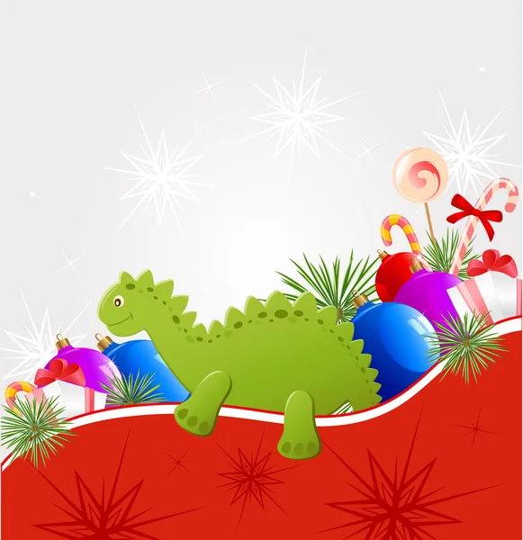 Sfondo natalizio con drago — Vettoriale Stock