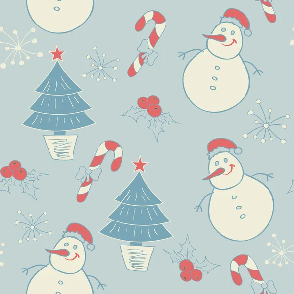 Seamless pattern with snowman — Stock Vector