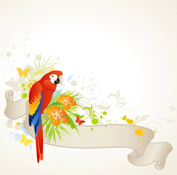 Bannière d'été avec perroquet — Image vectorielle
