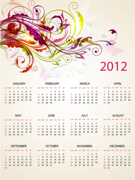 Calendario per il 2012 — Vettoriale Stock