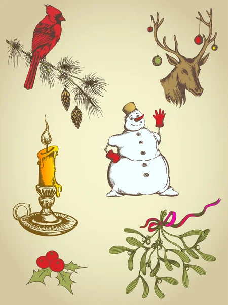 Handgezeichnete Weihnachtselemente — Stockvektor