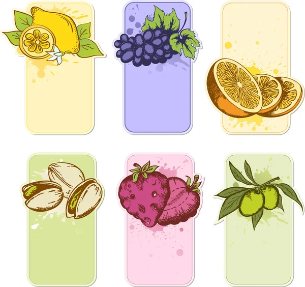 Étiquettes de fruits — Image vectorielle
