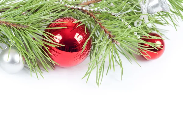 Kerstmis achtergrond met rode decoratie — Stockfoto