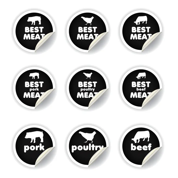 Meat stickers — Stock Vector