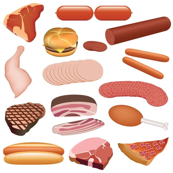 Vlees set — Stockvector