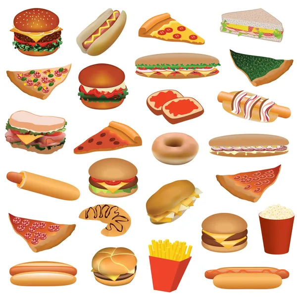 Conjunto de comida rápida grande — Archivo Imágenes Vectoriales