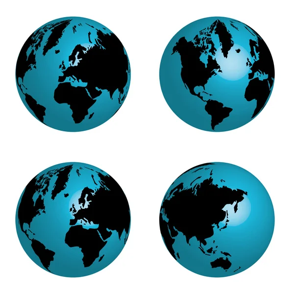 Fyra globe — Stock vektor