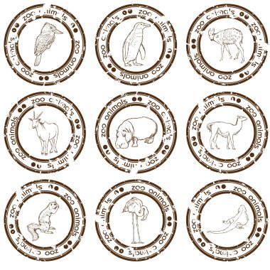 Zoo stamps clipart