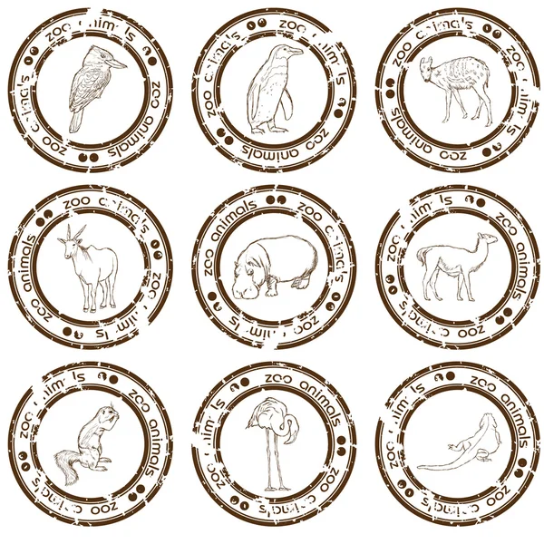 Zoo-Briefmarken — Stockvektor