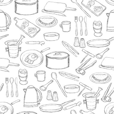 Kitchen equipment pattern clipart