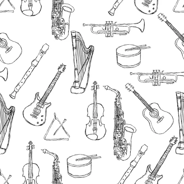 Musikaliska instrument mönster — Stock vektor