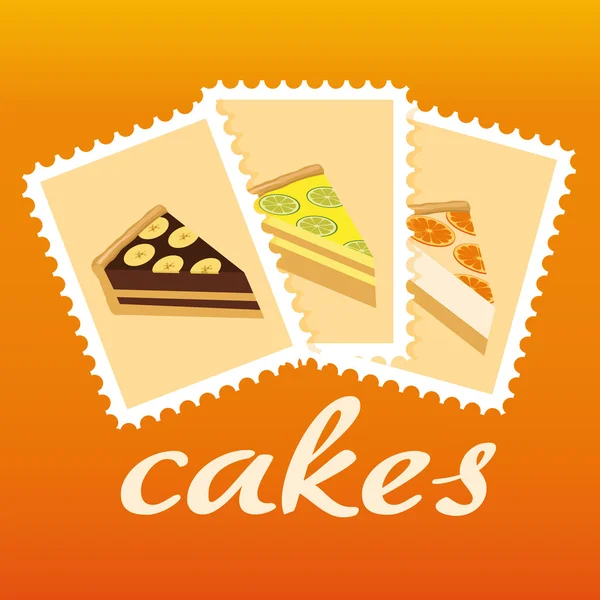 Tårta frimärken — Stock vektor