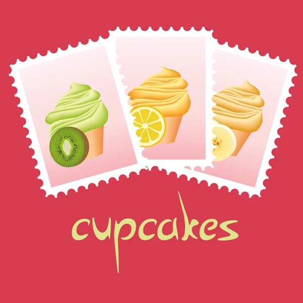 Cupcake stamps — Stock Vector