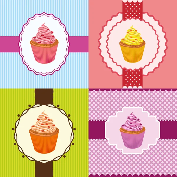 Cupcake cartões de convite —  Vetores de Stock