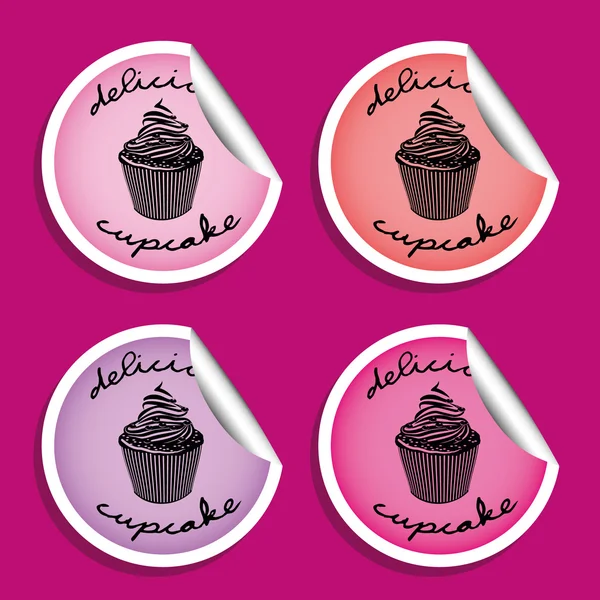 Cupcake stickers — Stock Vector