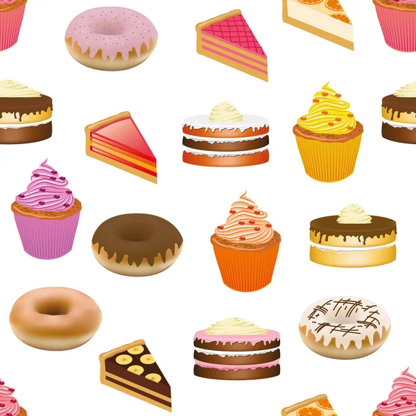 Cakes seamless pattern — Stock Vector