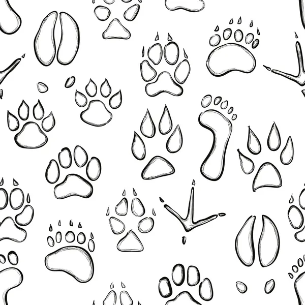 Animal paw seamless pattern — Stock Vector