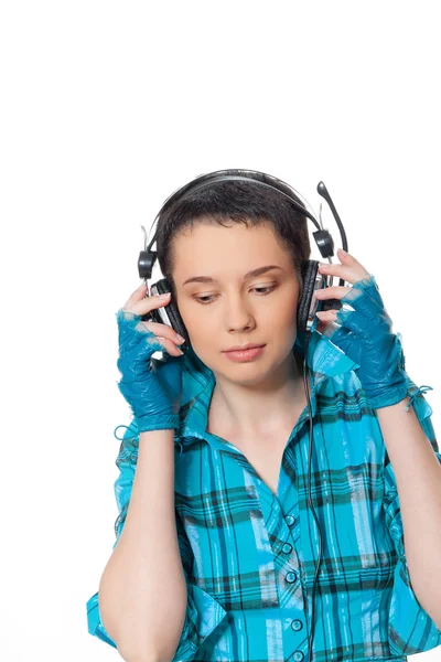 Девочка, слушающая музыку — стоковое фото