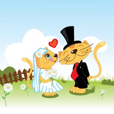 Cat gentleman offers to marry cat-girlfriend clipart