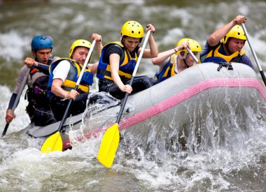 Group of whitewater rafting clipart