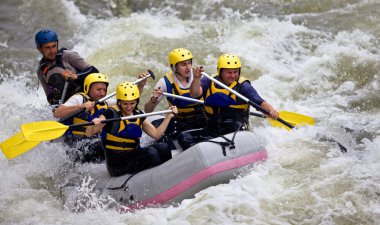 Group of whitewater rafting clipart
