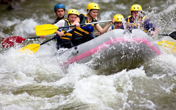 Boat whitewater rafting