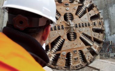 Tunnel boring machine construction clipart