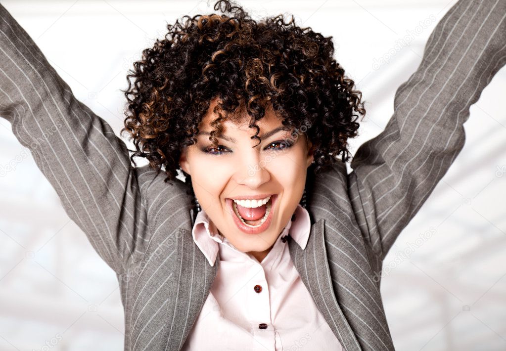 Happy excited woman Stock Photo by ©vilevi 7691863