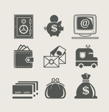 Banking and finance set icon clipart