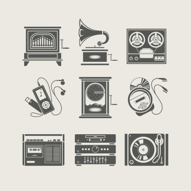 Musical device set of icon clipart