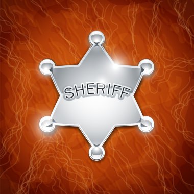 Sheriff's metallic badge as star on leather texture clipart