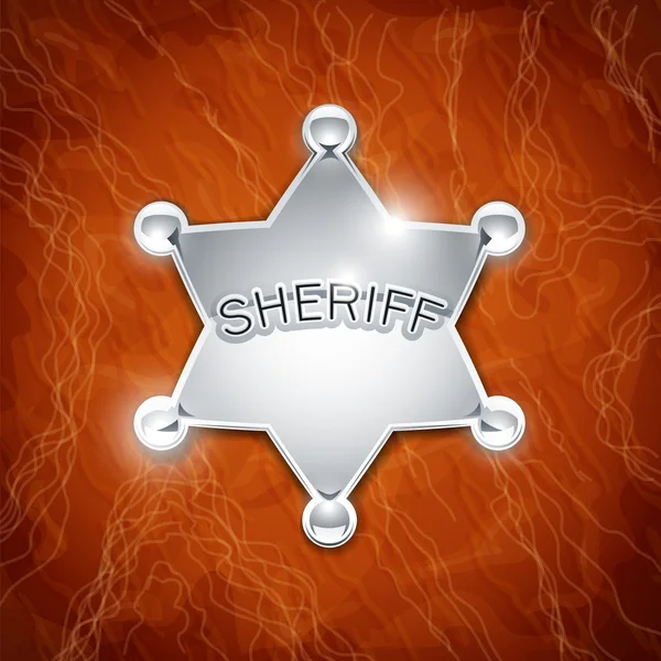 Insignia metálica del sheriff como estrella en la textura del cuero — Archivo Imágenes Vectoriales