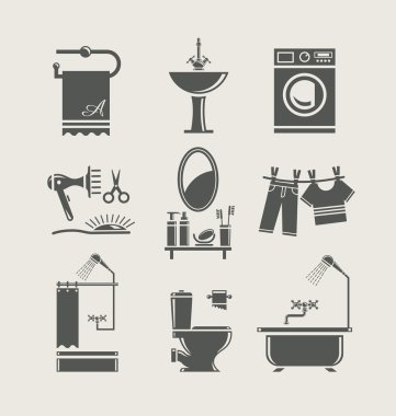 Bathroom equipment set icon
