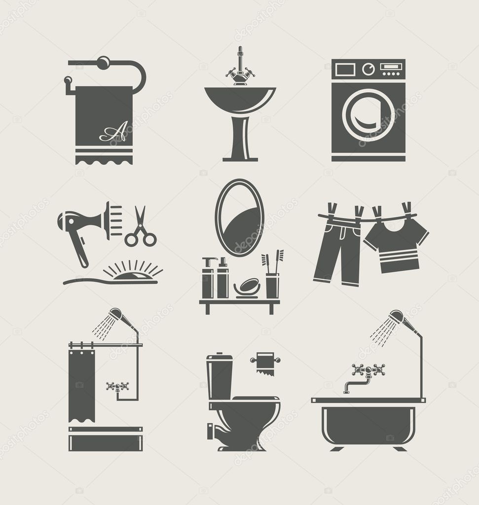 Bathroom equipment set icon