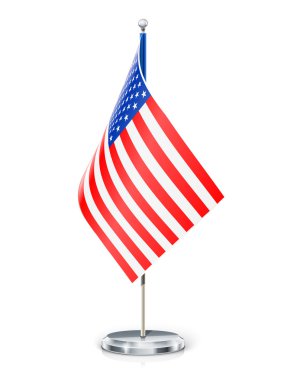 USA's flag on flagstaff and support clipart