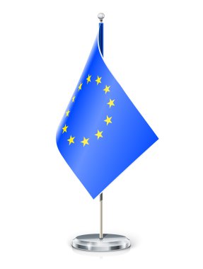 European Union's flag on flagstaff and support clipart