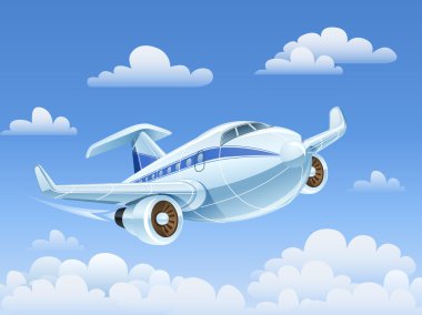 Passenger airplane flying in sky clipart