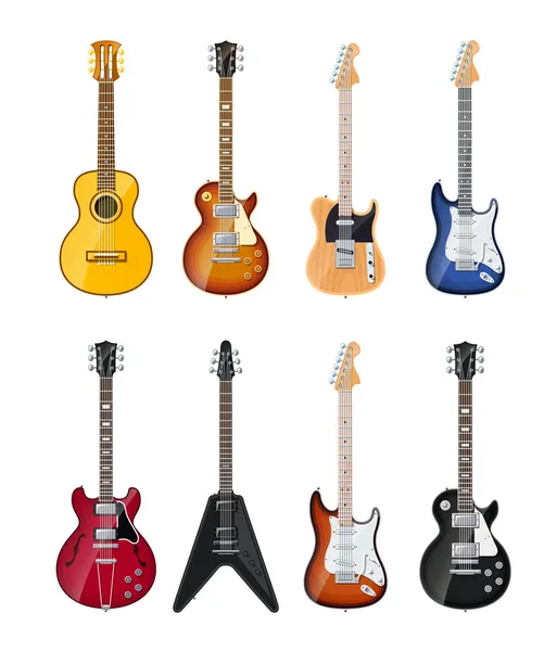 Акустичні та електричні гітари — стоковий вектор