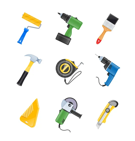 Conjunto de icono de herramienta de construcción — Vector de stock