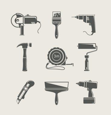 Building tool icon set clipart